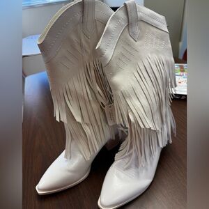 Altar'd State Cream Fringe Boots